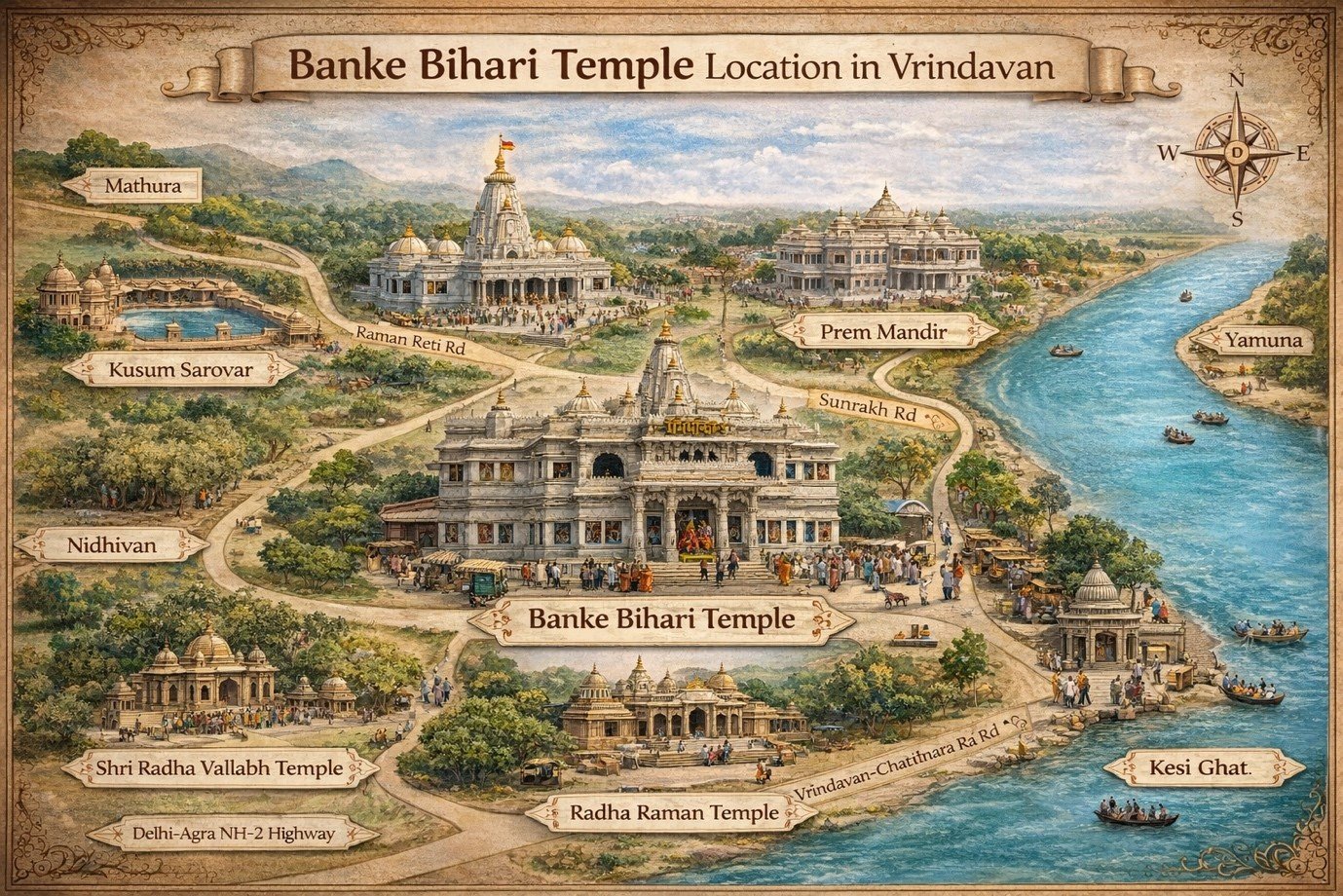Shri Banke Bihari Darshan Map