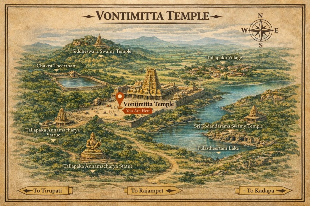 Vontimitta Kodandarama Swamy Temple Darshan Map