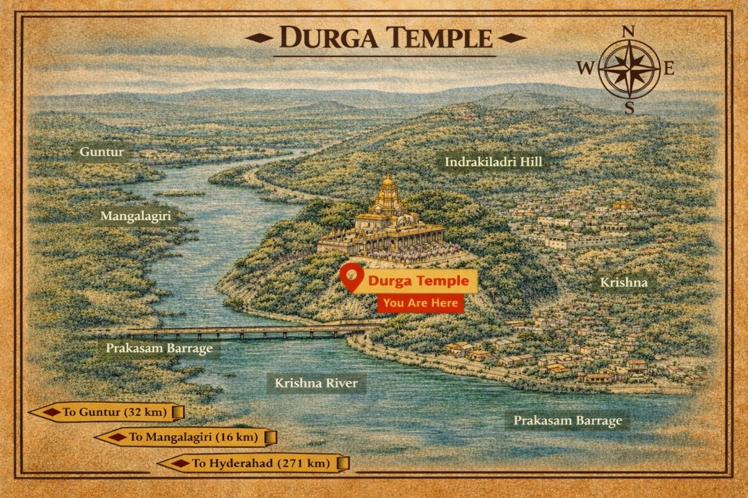 Sri Durga Malleswara Swamy Varla Devasthanam Darshan Map