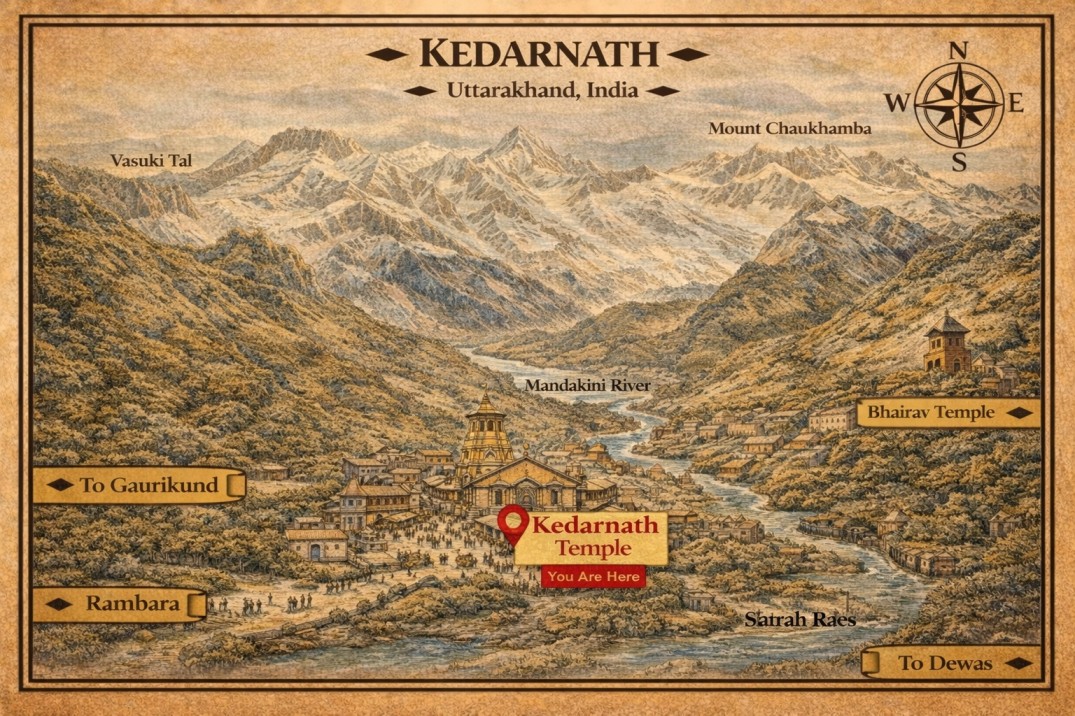 Kedarnath Dham Darshan Map