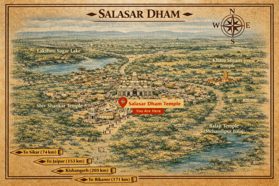 Salasar Dham Mandir Darshan Map