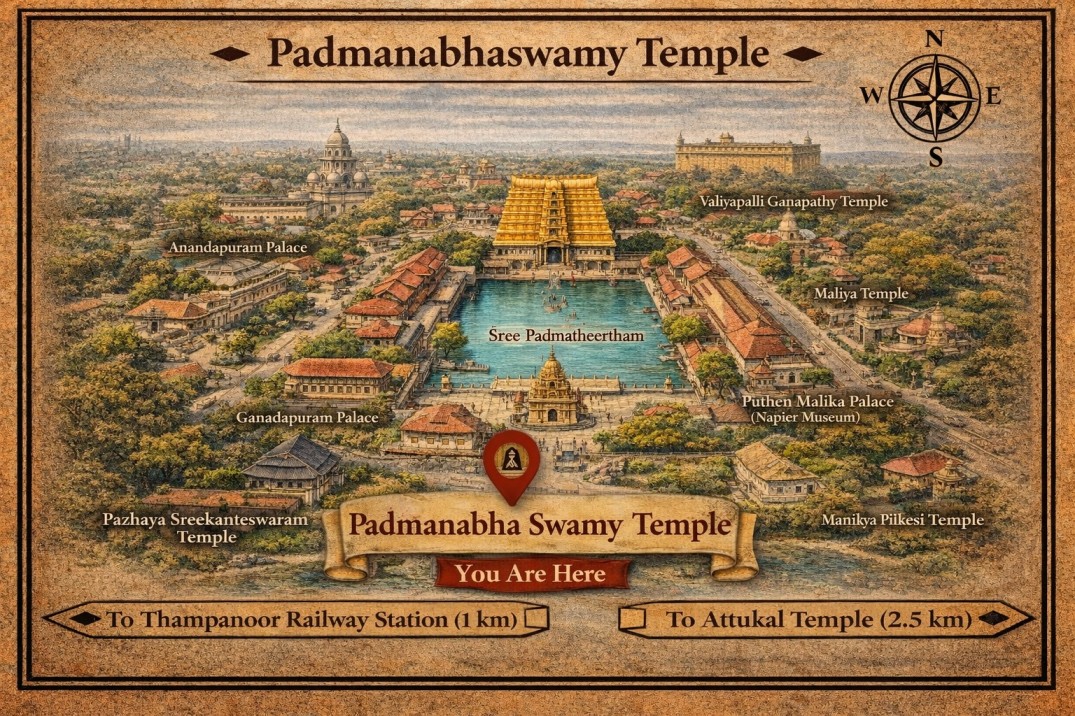 Padmanabhaswamy Temple Darshan Map
