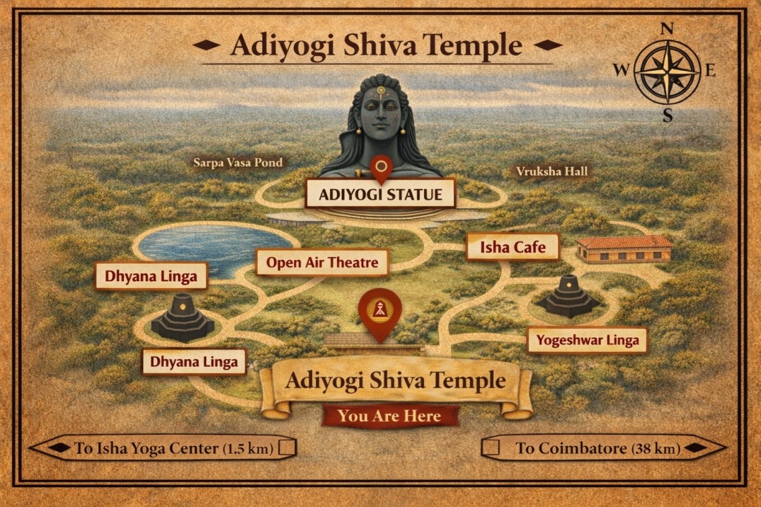 Adiyogi Shiva Temple Darshan Map