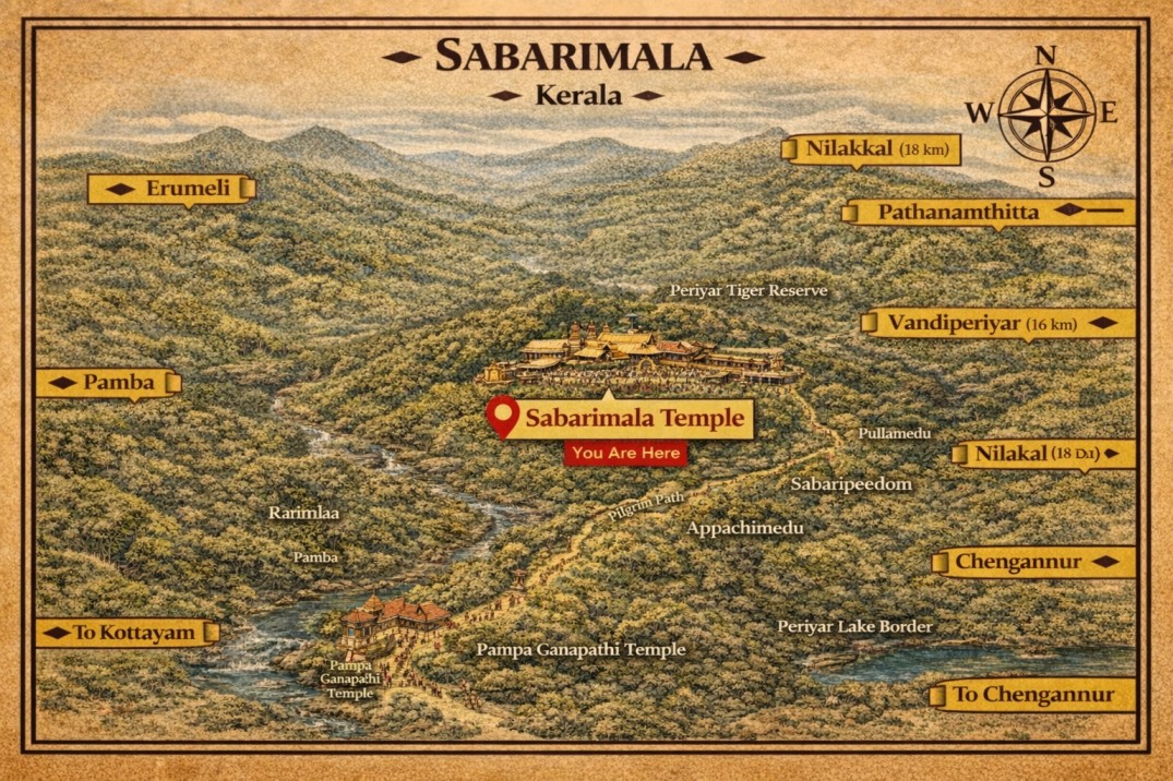 Sabarimala Sastha Temple , Pathanamthitta Darshan Map