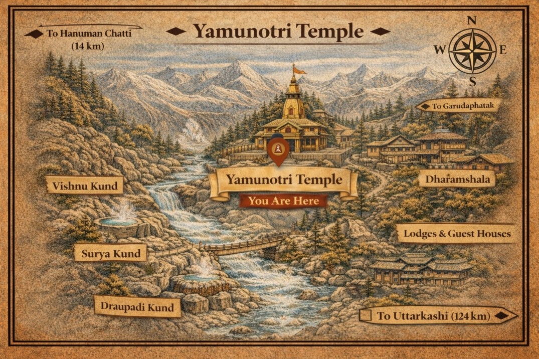 Yamunotri Temple Darshan Map