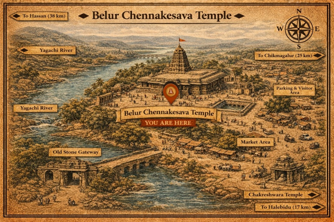 Belur Chennakesava Temple Darshan Map