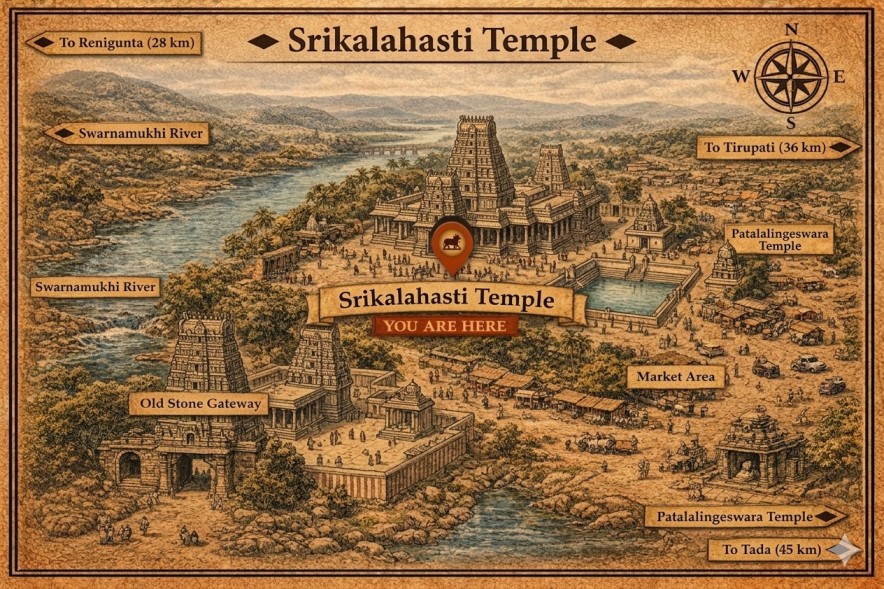 Srikalahasti Temple Darshan Map