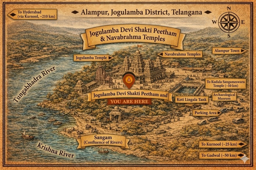 Alampur Jogulamba Temple Darshan Map