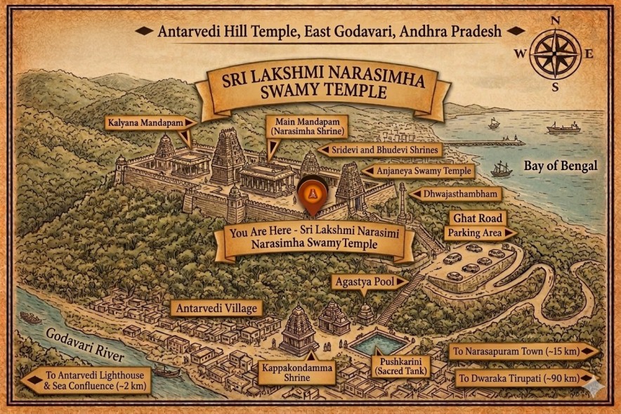 Sri Lakshmi Narasimha Swamy Devasthanam Darshan Map