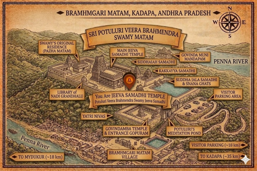 Sri Potuluri Veera Brahmendra Swamy Matam Darshan Map